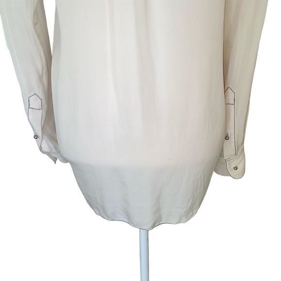 Theory Sunaya B Modern Silk Contrast Stitching Georgette Oversized Blouse - S - Picture 10 of 14